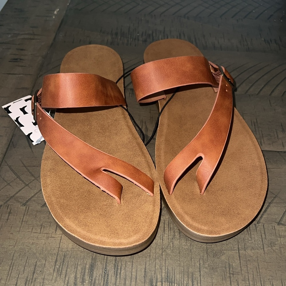 Women’s Mysoft Flat Open/Toe Brown Boho Slip on Summer Sandal w Buckle, Size 6🩴 - Picture 10 of 14